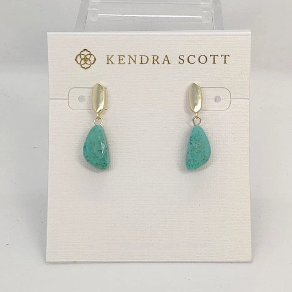 Kendra Scott Ivy Gold Drop Earrings In Green Sea Chrysocolla